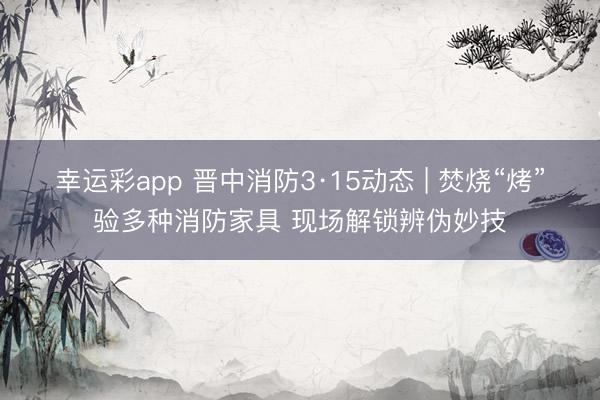 幸运彩app 晋中消防3·15动态 | 焚烧“烤”验多种消防家具 现场解锁辨伪妙技