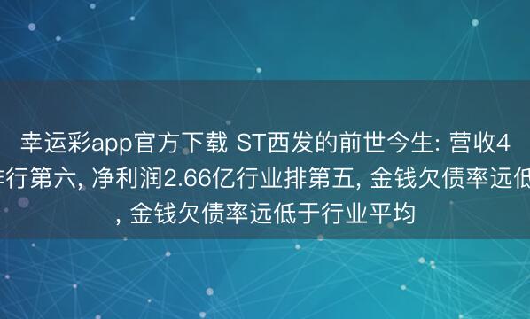 幸运彩app官方下载 ST西发的前世今生: 营收4.33亿行业排行第六, 净利润2.66亿行业排第五, 金钱欠债率远低于行业平均