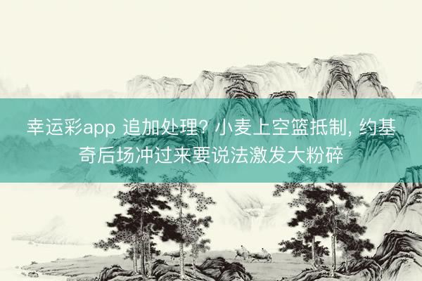 幸运彩app 追加处理? 小麦上空篮抵制, 约基奇后场冲过来要说法激发大粉碎